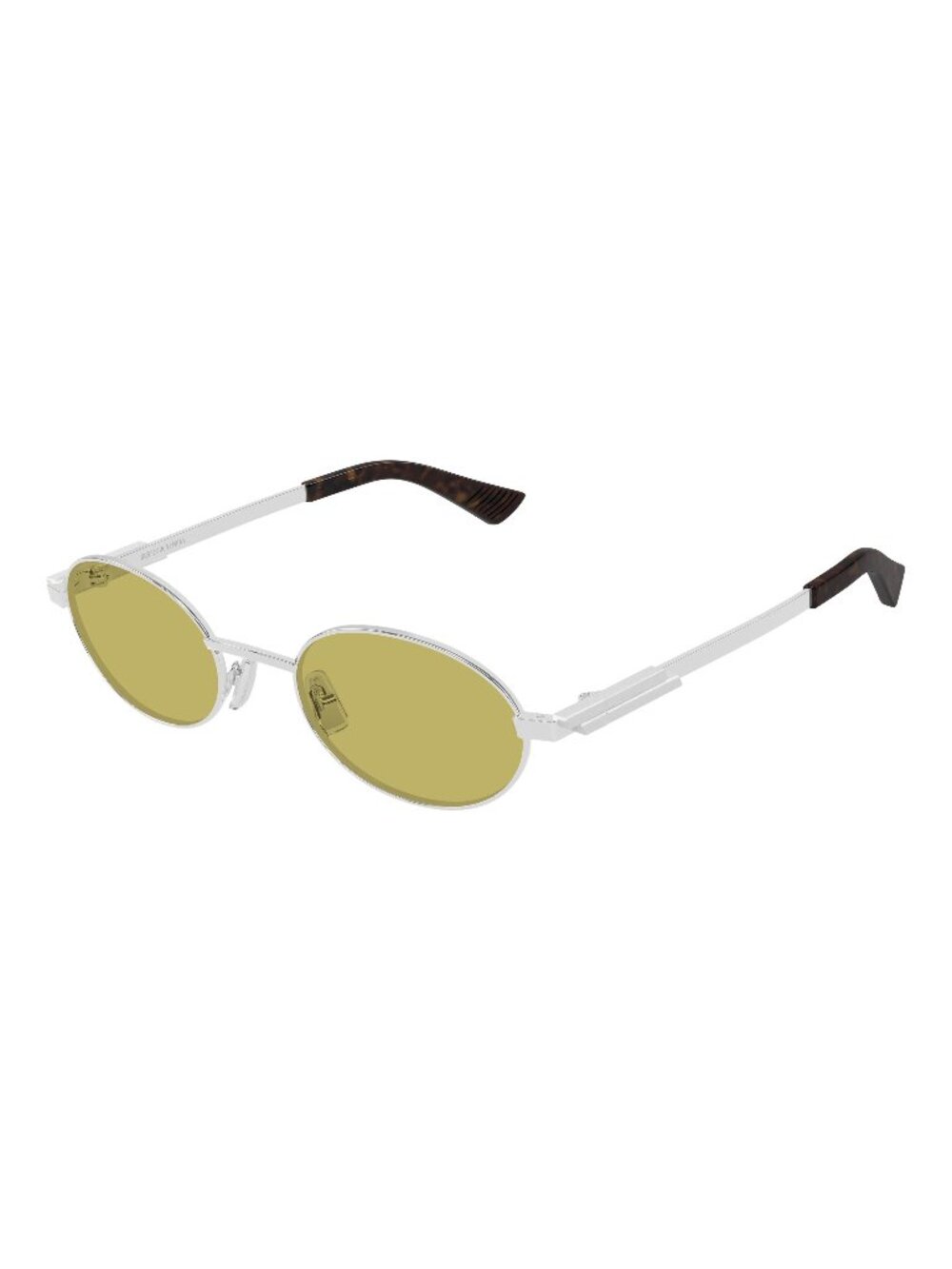 New Bottega Veneta Unisex Sunglasses Silver Yellow Lens Metal Frame BV1470S 003